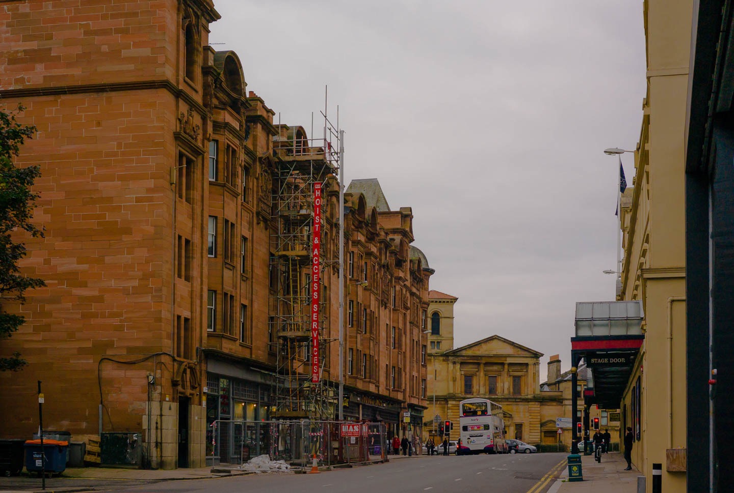 TOP END OF HOPE STREET
Theatre Royal on the left, College of Piping at the far end